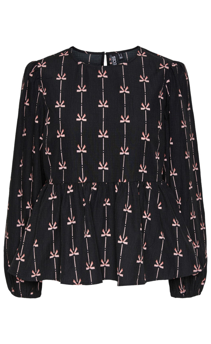 PIECES Bluse - Bow - Black Bows