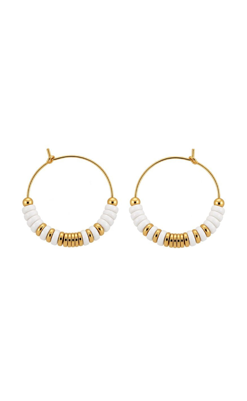 Smykkeli Copenhagen Øreringer - Mia - White / Gold Colour