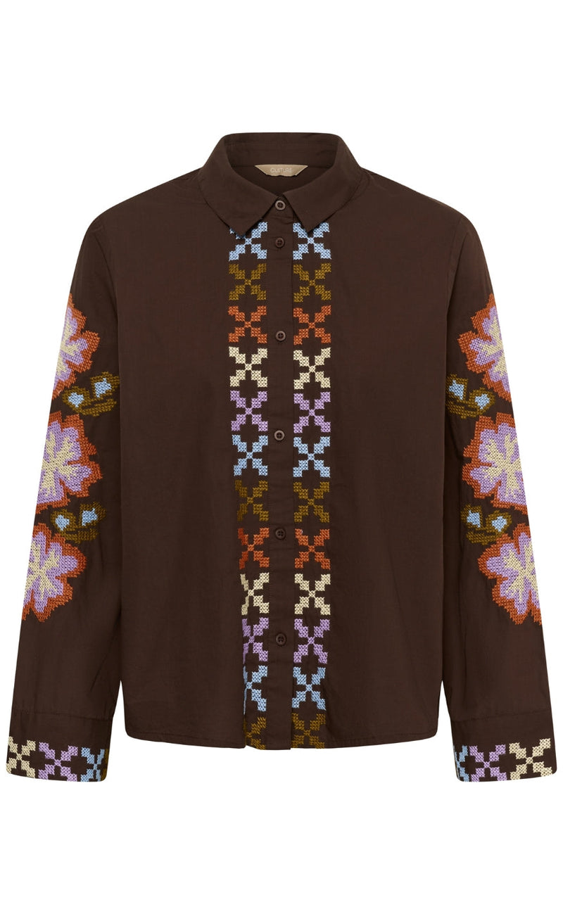 Culture Skjorte - Breezy - Coffee Bean/Violet