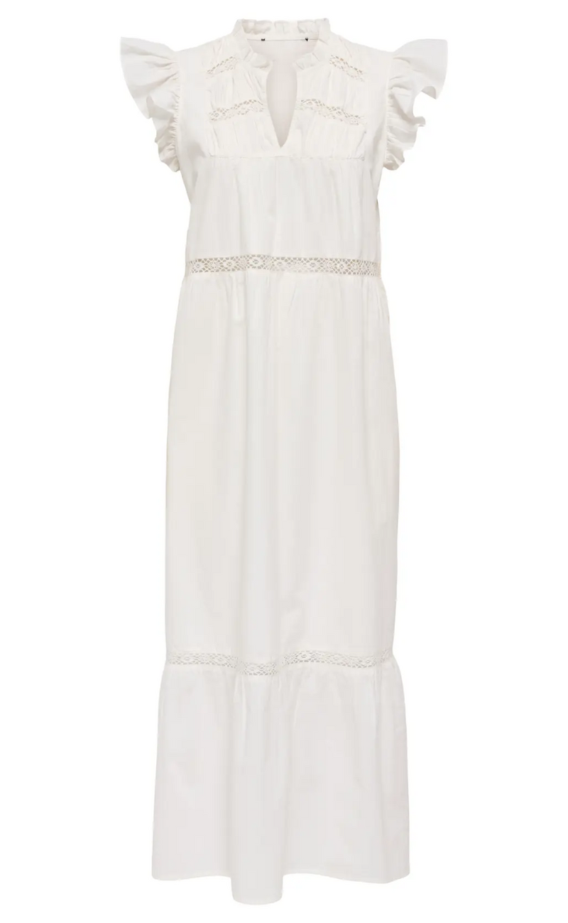 Only Kjole - Sunny Capsl Frill - Cloud Dancer