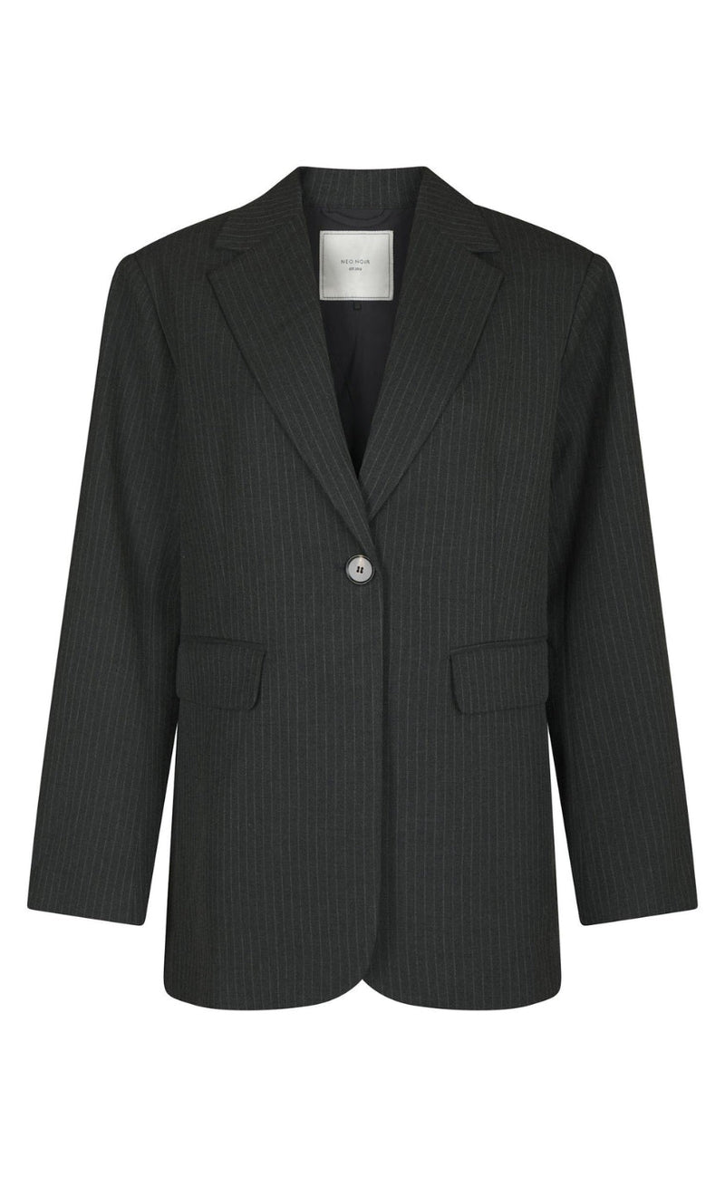 Neo Noir Blazer - Aarielle Slim Pinstripe - Dark Grey Melange