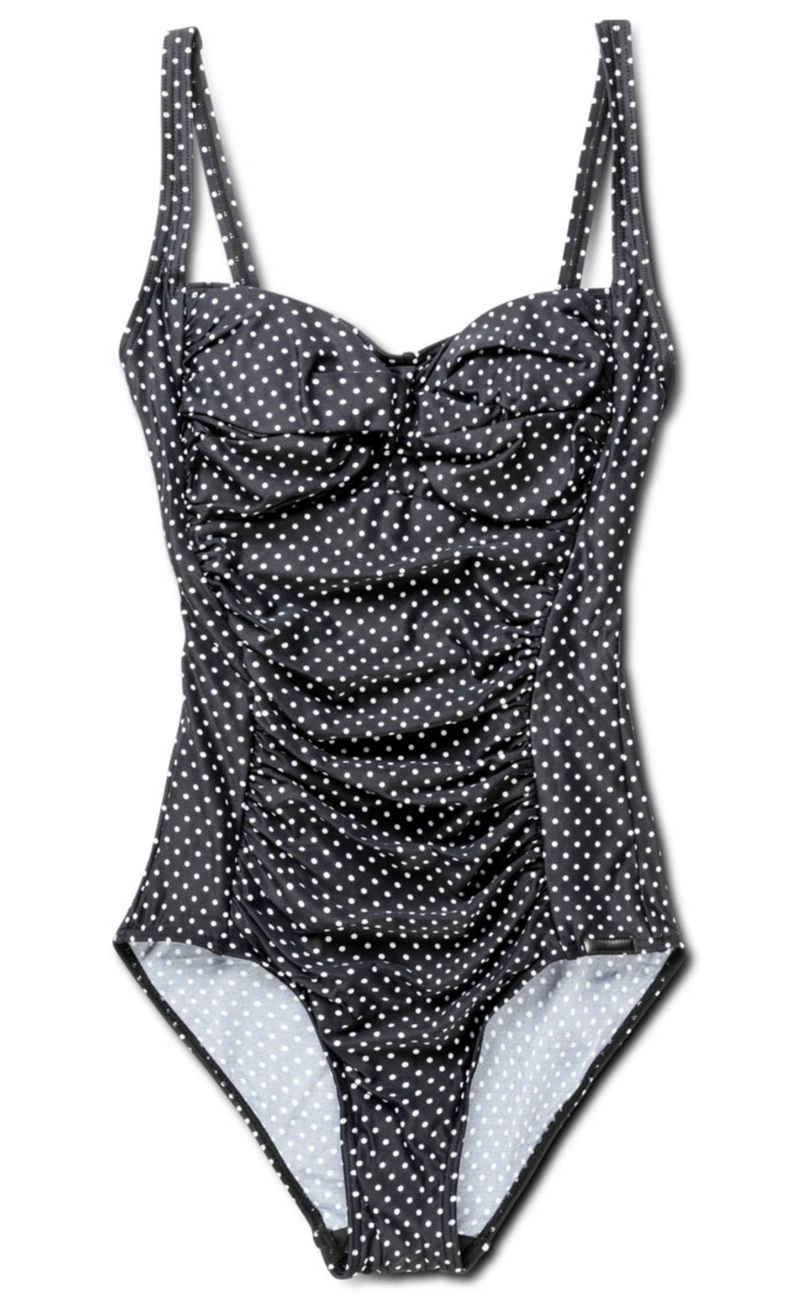 Oroblu Badedrakt - Potenza Solid Recycled - Black White-Dots