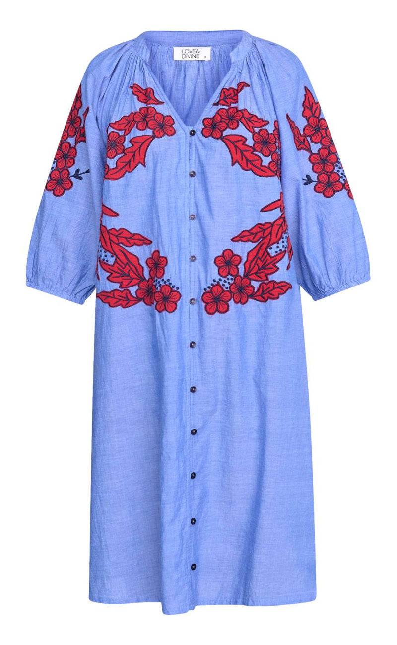 Love & Divine Kjole - Love1576 - Blue Dream/Red
