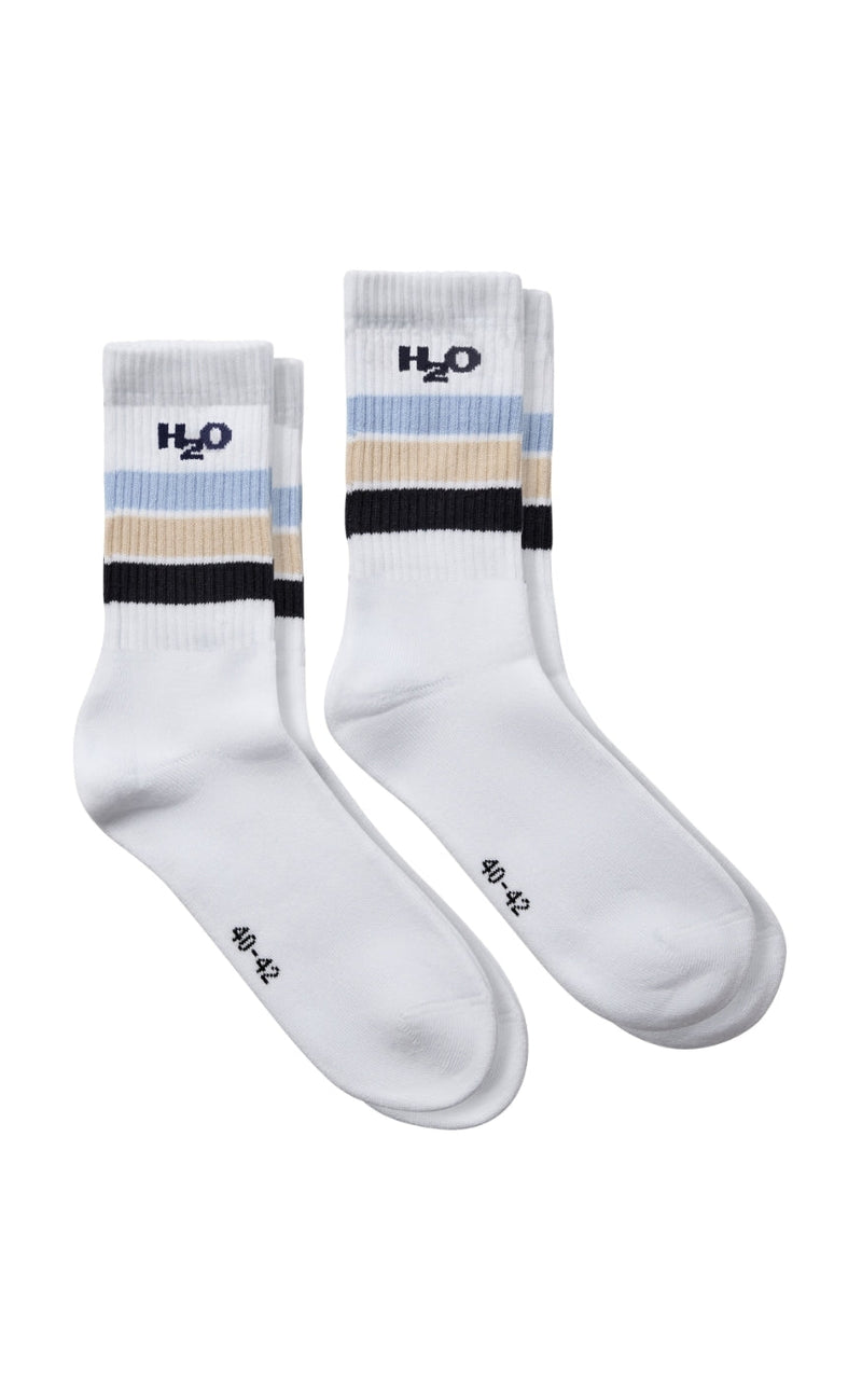 H2O Strømper - Classic Sock 2-pack - White/Light Blue/Navy