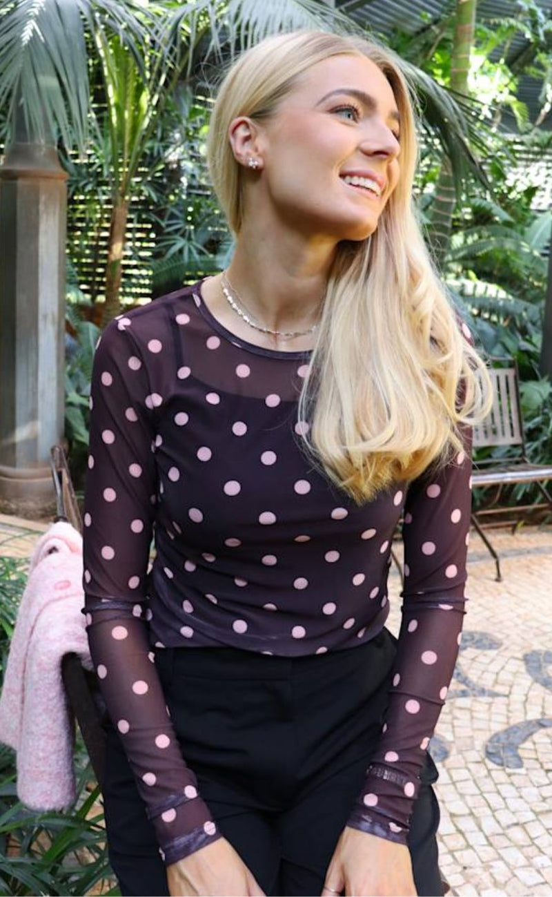 Liberté Bluse - Mesh - Plum Rose Big Dot