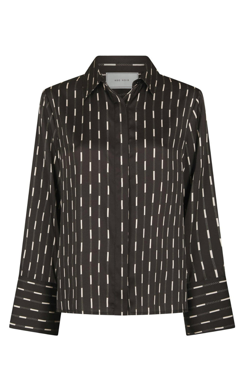 Neo Noir Skjorte - Mistan Print - Dark Brown