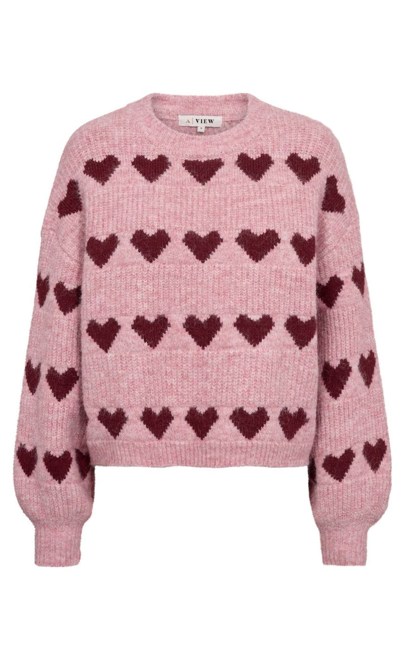 A-View Pullover - Heart - Bordeaux Rose