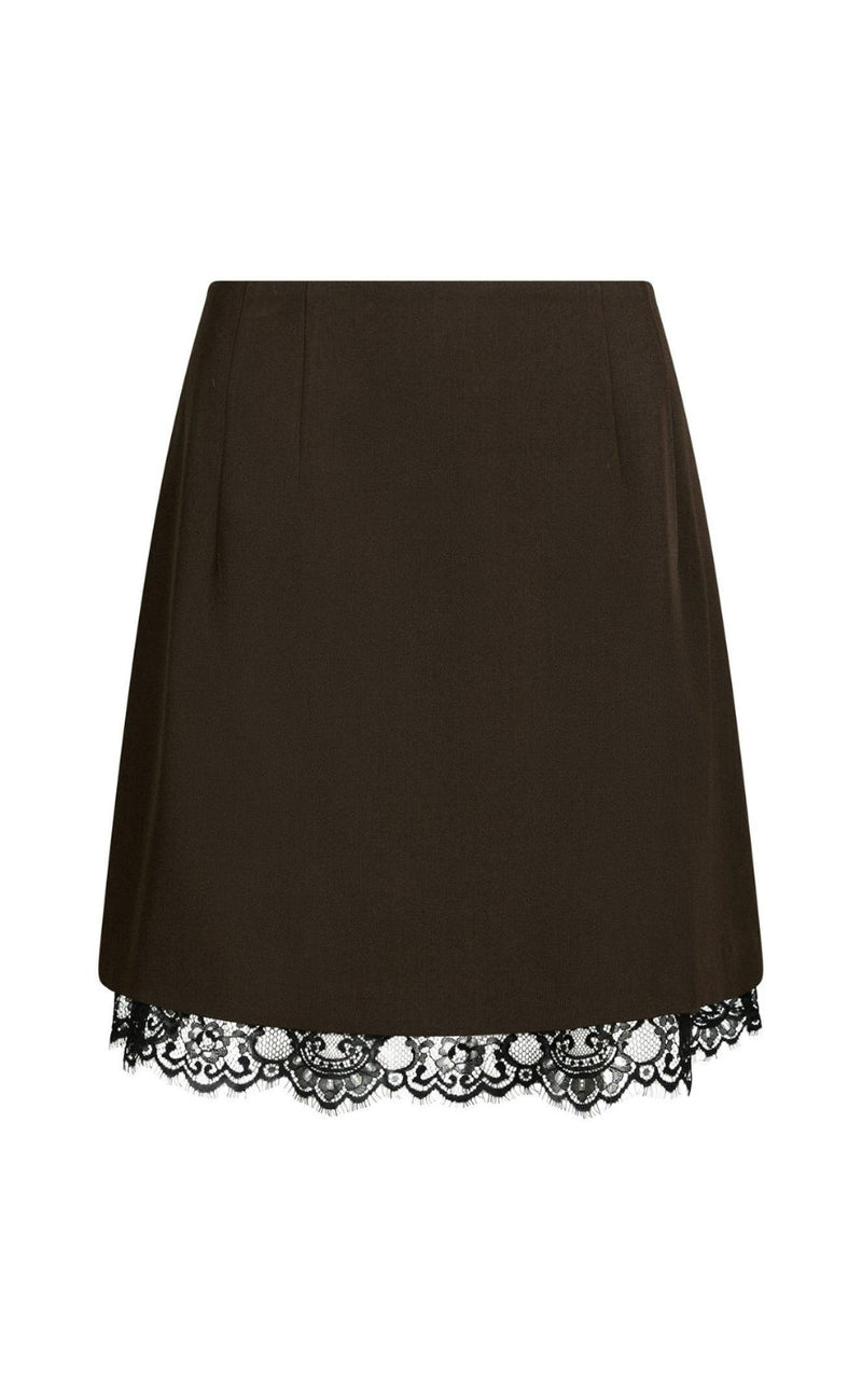 Neo Noir Skjørt - Brigitte Structure Lace - Dark Brown