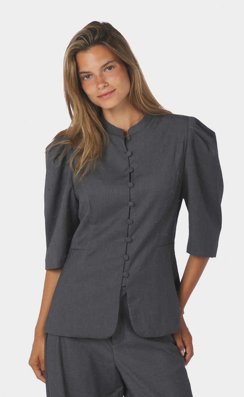 Neo Noir Bluse - Vittia Dobby Suit - Grey Melange