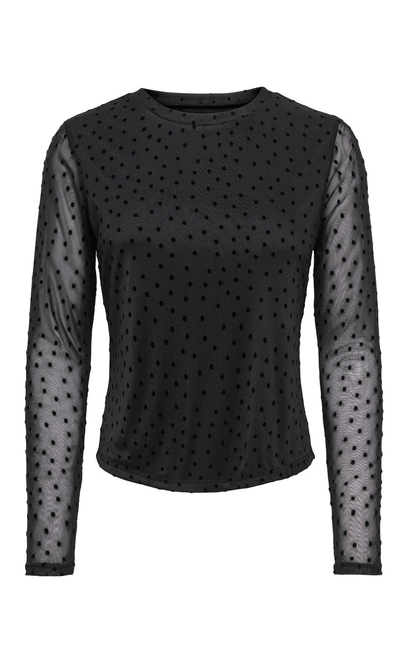 ONLY Bluse - Nova Mesh - Black/Black Dots