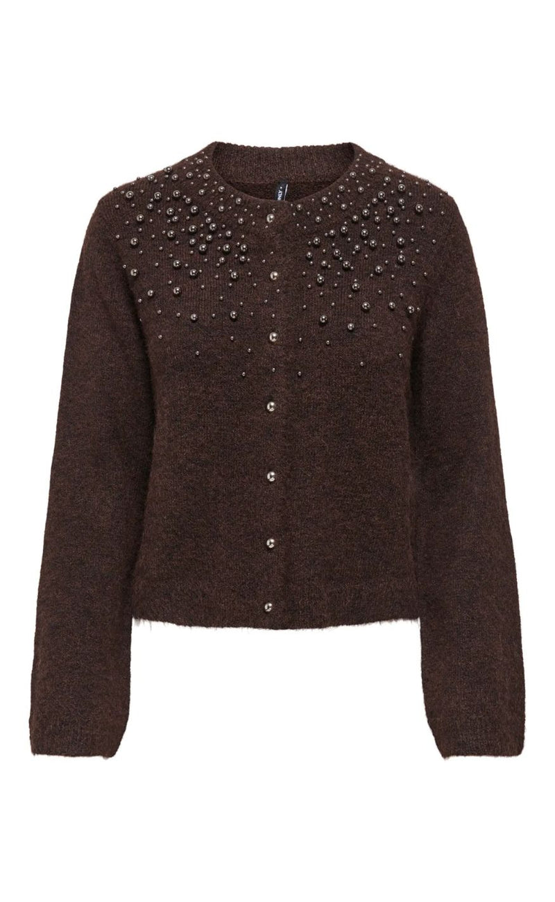 Only Cardigan - Miggie - Coffee Bean Melange/Silver Metal Pearl