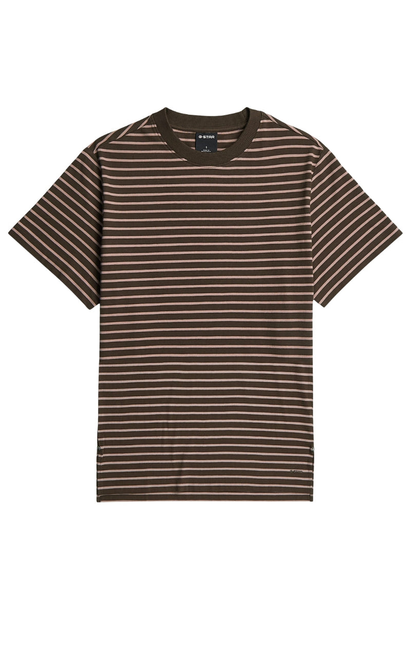 G-STAR T-Shirt - Unit Wmn - Coffee Bean/Twiligt Mauve Stripe