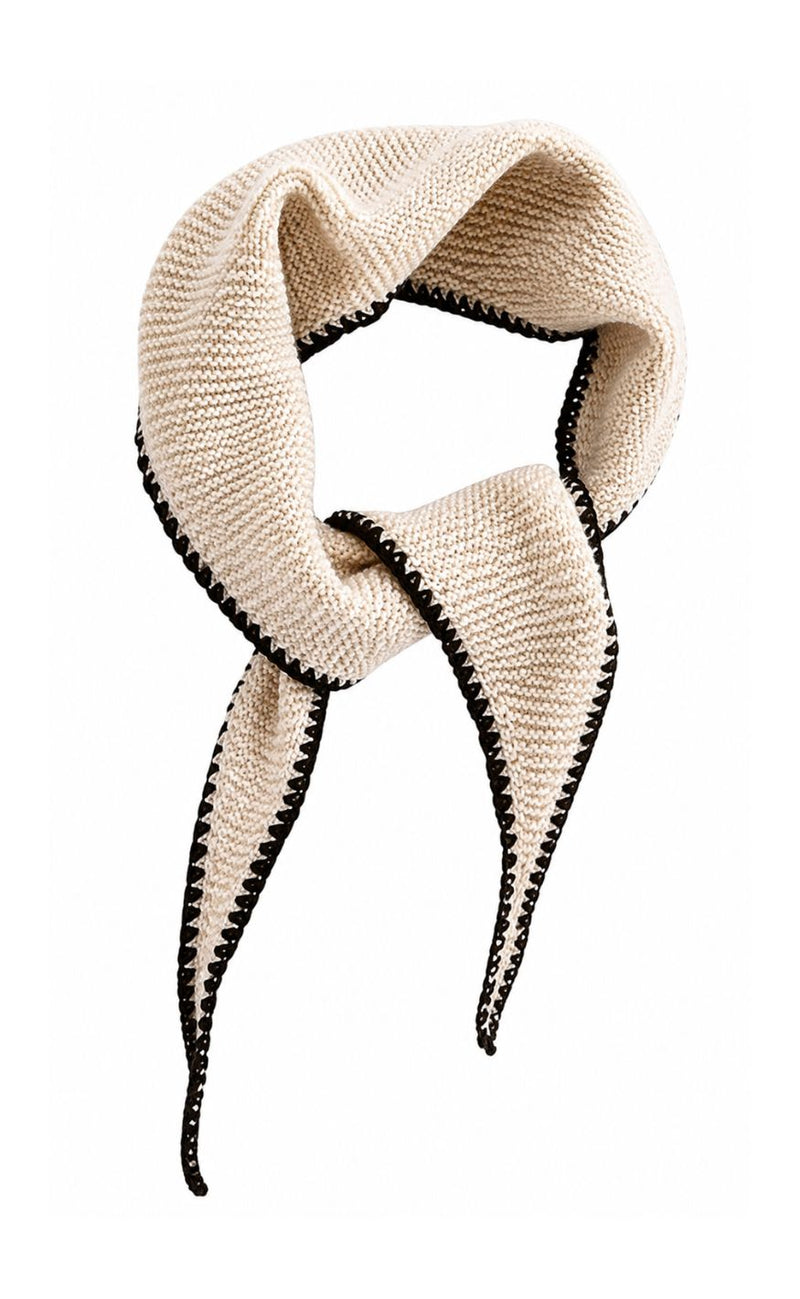 Say INA Copemhagen Skjerf - Safiya Knitted - Beige W. Black Contrast