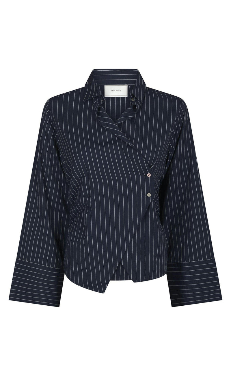 Neo Noir Skjorte - Fenli Slim Stripe - Navy