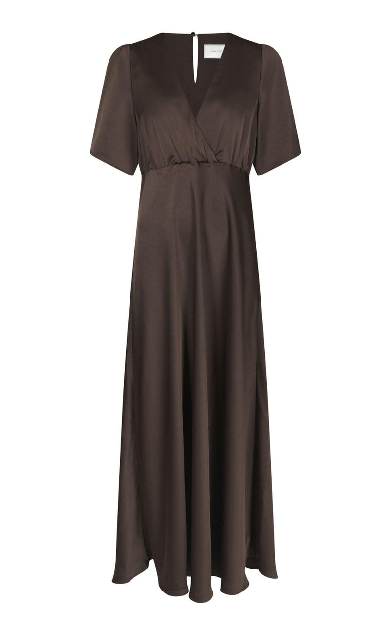 Neo Noir Kjole - Zelina Heavy Sateen - Dark Brown