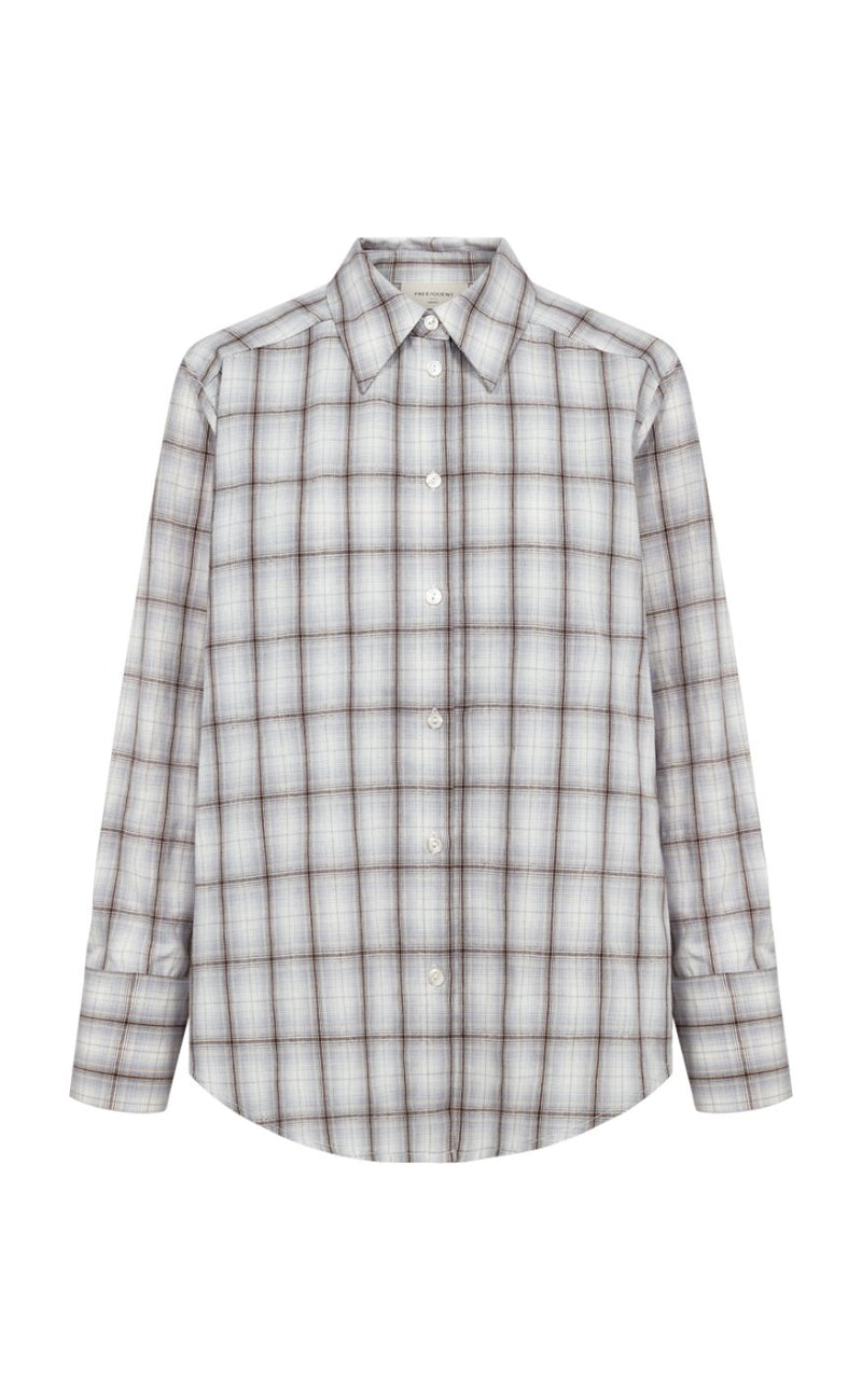 Freequent Skjorte - Mika - Star Off-white w. Baby Blue