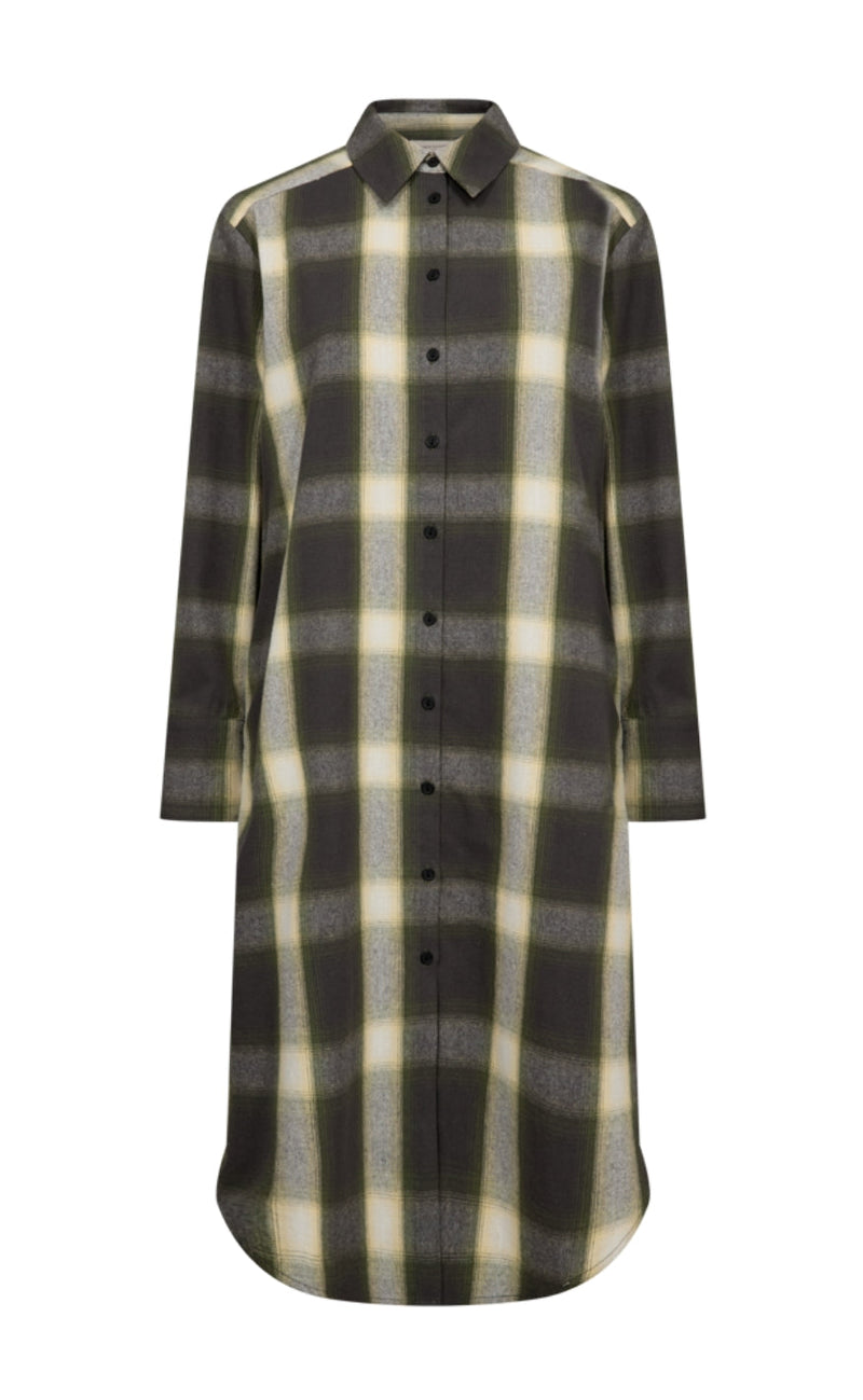 Freequent Kjole - Erino - Dark Grey Mel w. Calliste Green