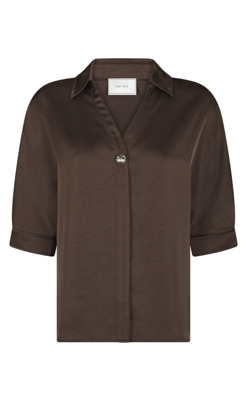 Neo Noir Skjorte - Carm Heavy Sateen - Dark Brown