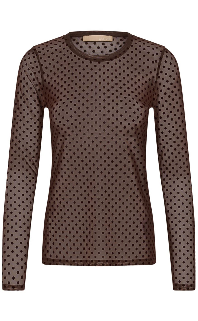 Culture Bluse - Laya Mesh - Brown Dot