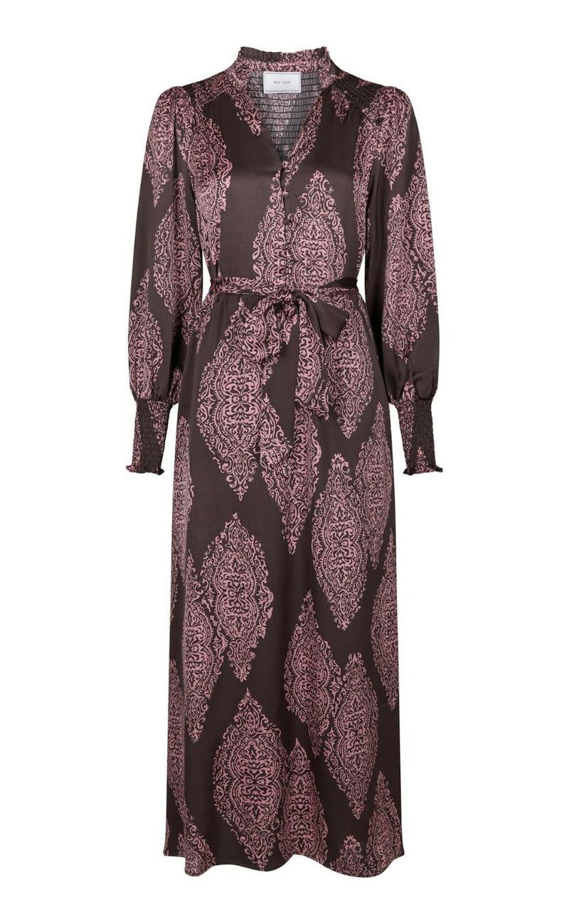 Neo Noir Kjole - Novalee Paisley Drop - Dark Brown/Evening Rose
