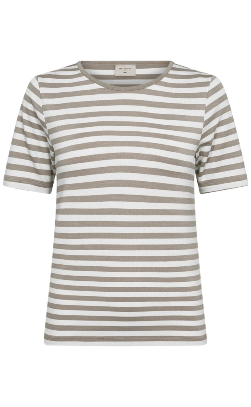 Freequent T-shirt - Liana - Simply Taupe w. Star Off-white
