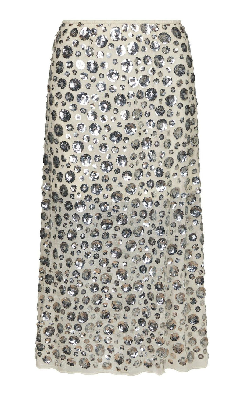 Neo Noir Skjørt - Gilla Flower Sequins - Creme