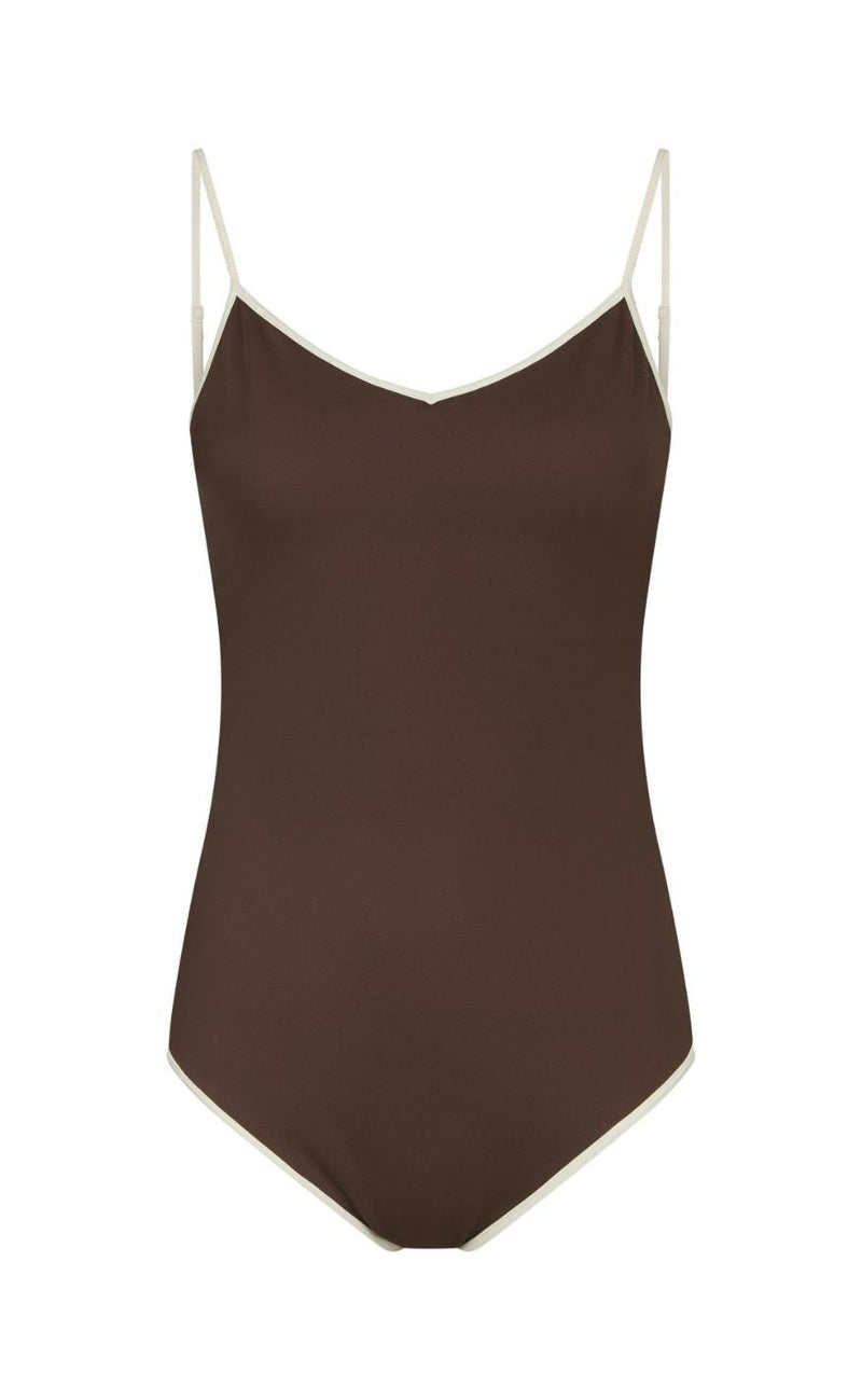 Neo Noir Badedrakt - Felice Solid - Dark Brown/Creme