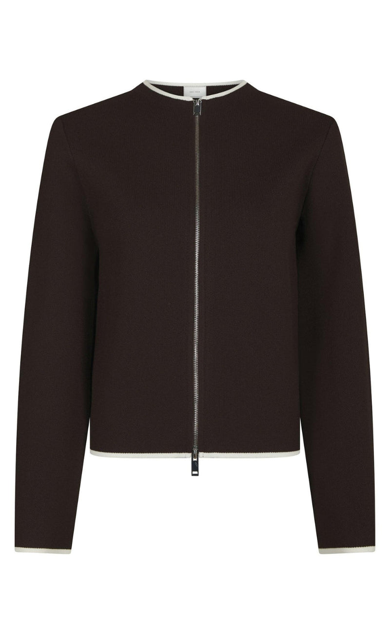 Neo Noir Genser - Quiana Zip - Dark Brown