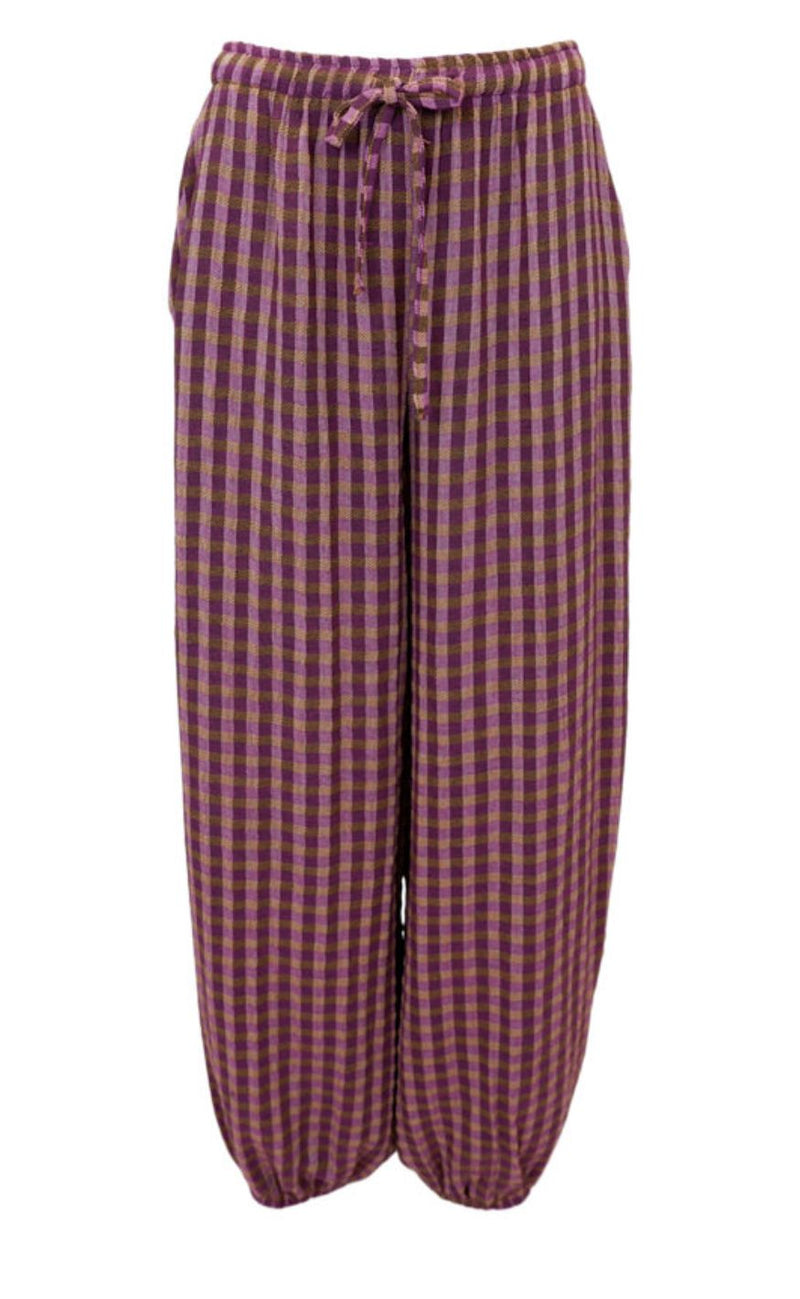 Black Colour Bukser - Malle Balloon - Violet Check