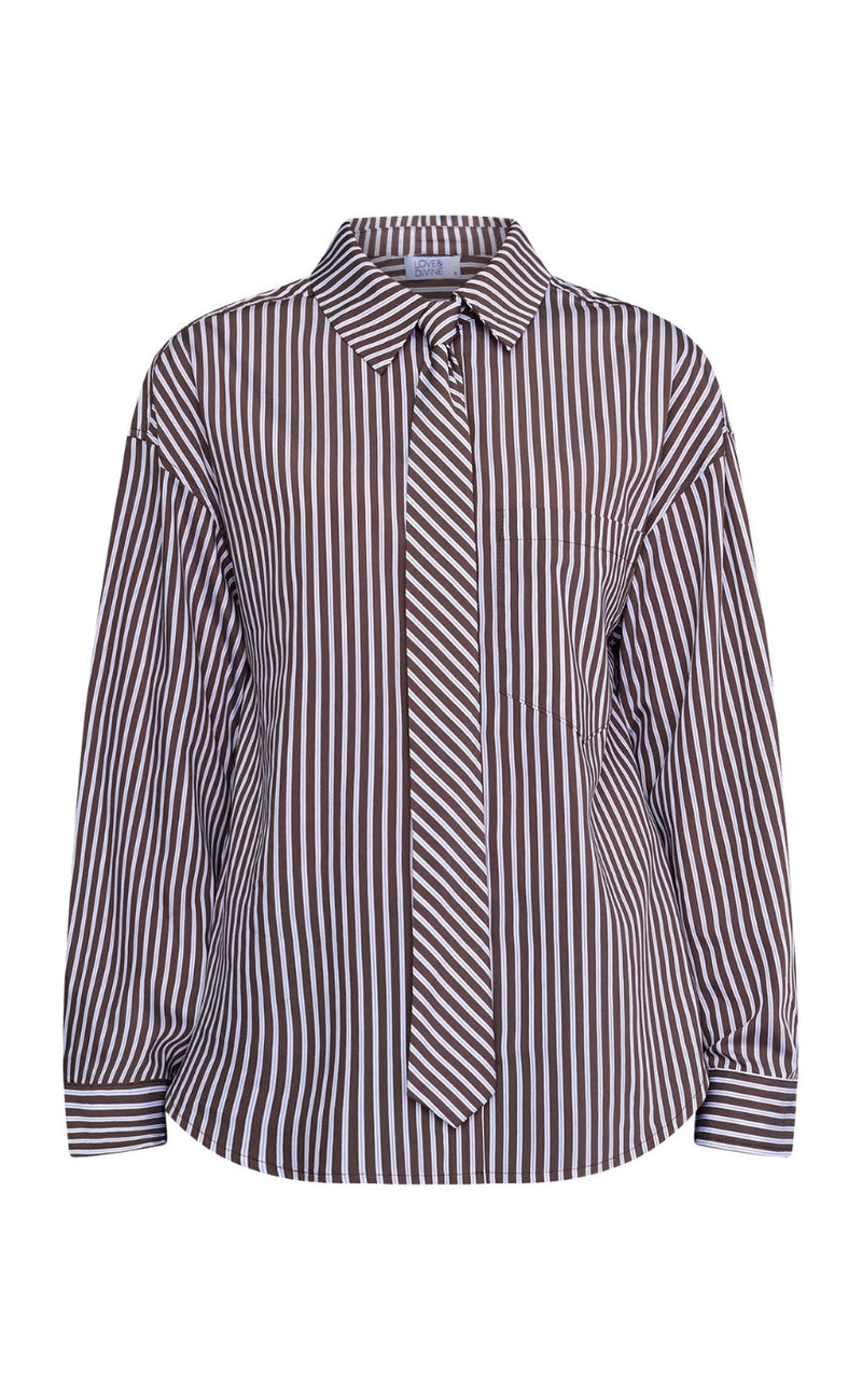 Love & Divine Skjorte - Love1663 - Brown Stripe