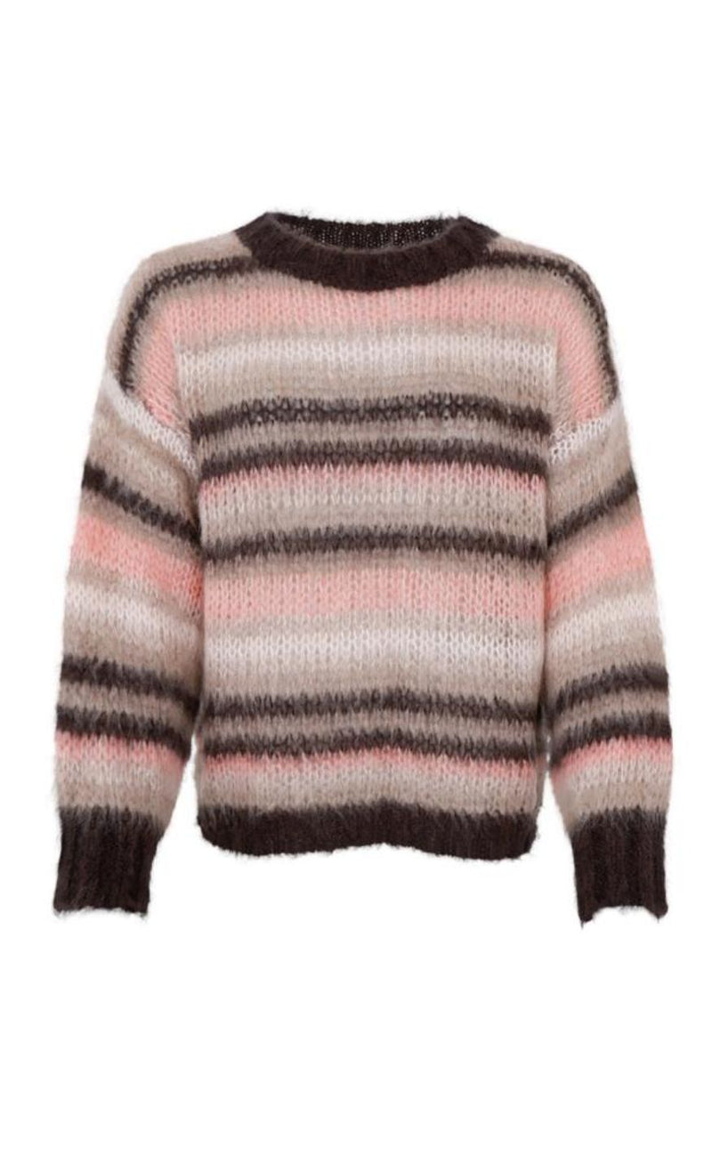 Black Colour Jumper - Alana Striped - Soft Rose