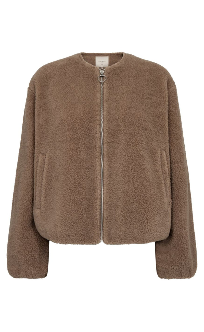 Freequent Jakke - Teddy - Desert Taupe