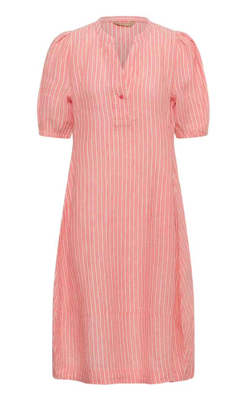 Culture Kjole - Aniela Molly SS - Sugar Coral/Whitecap Stripe