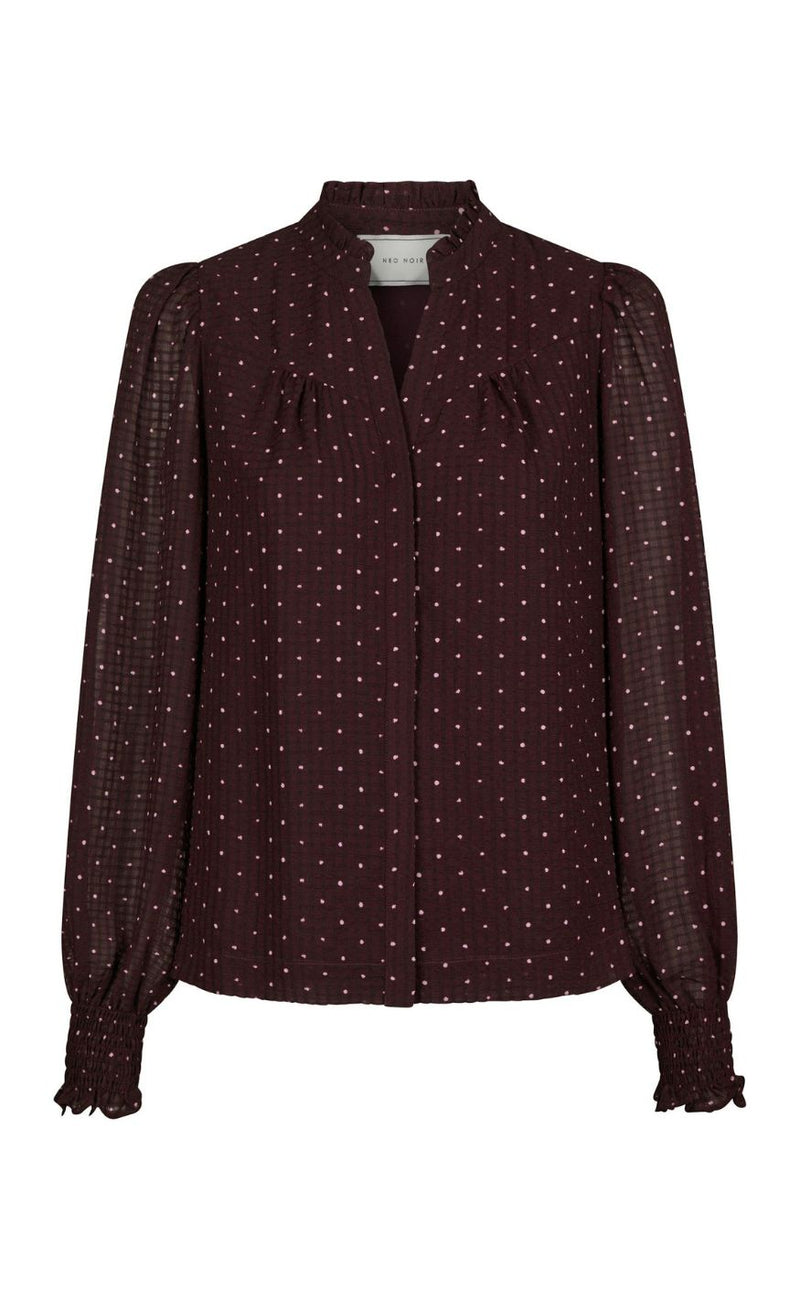 Neo Noir Bluse - Astrida Dotted - Burgundy