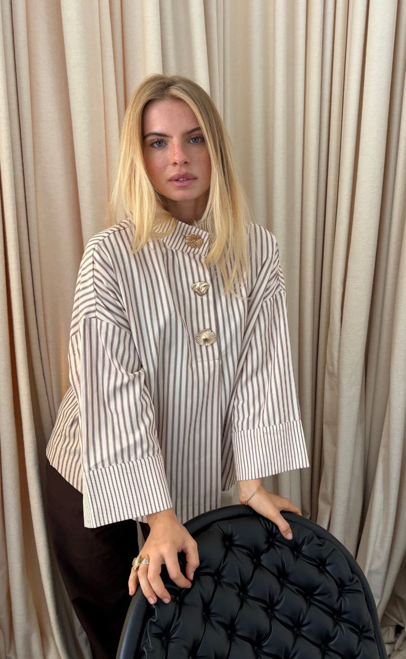 Continue Skjorte - Klara - Brown Stripe