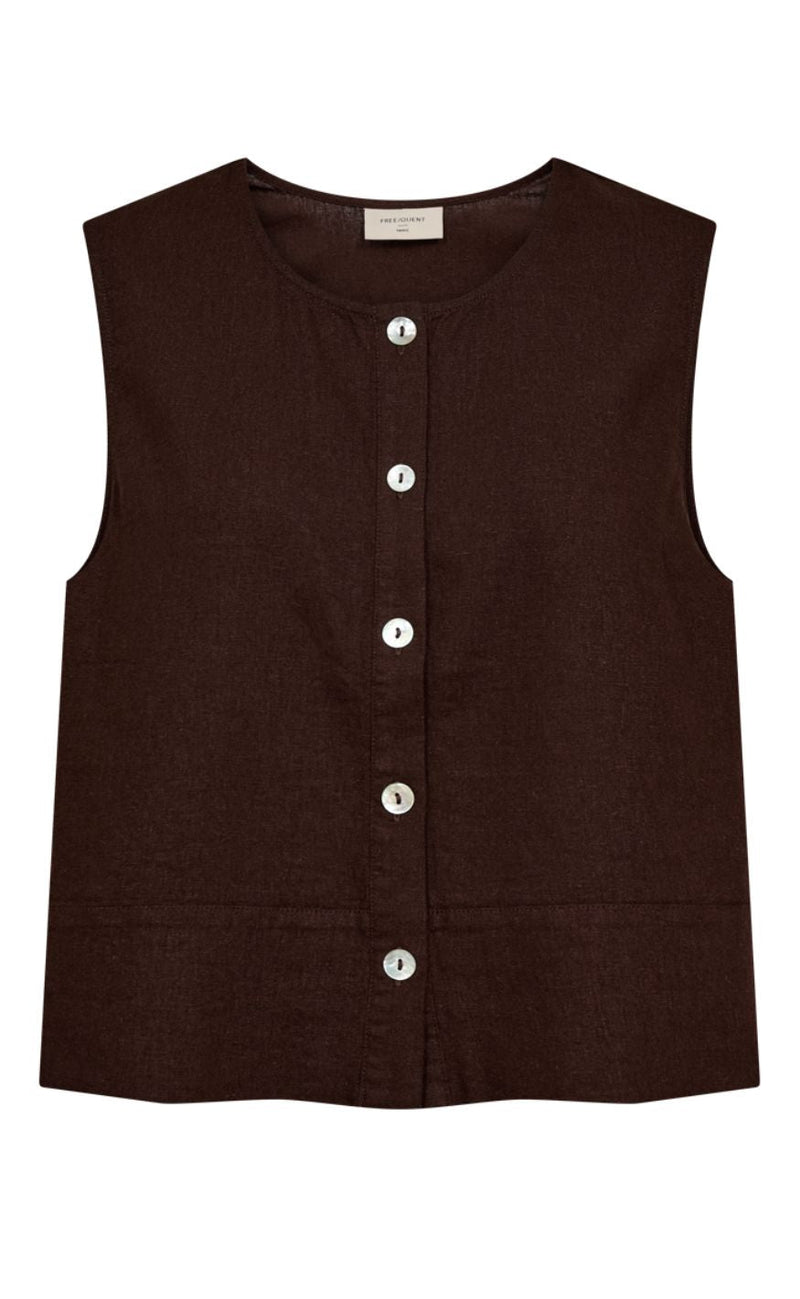 Freequent Topp - Lava Vest - Coffee Bean