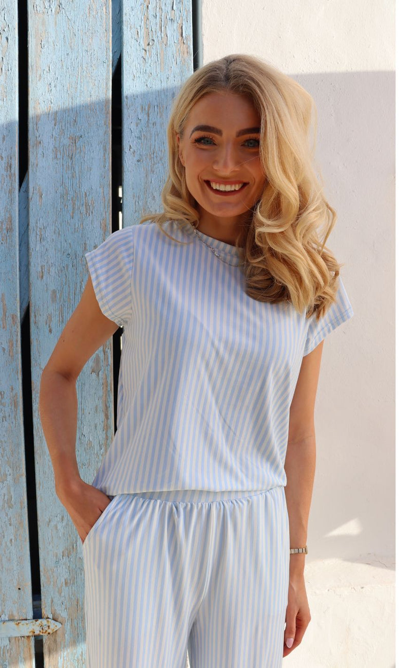 Liberté T-shirt - Alma U - L. Blue Creme Small Stripe