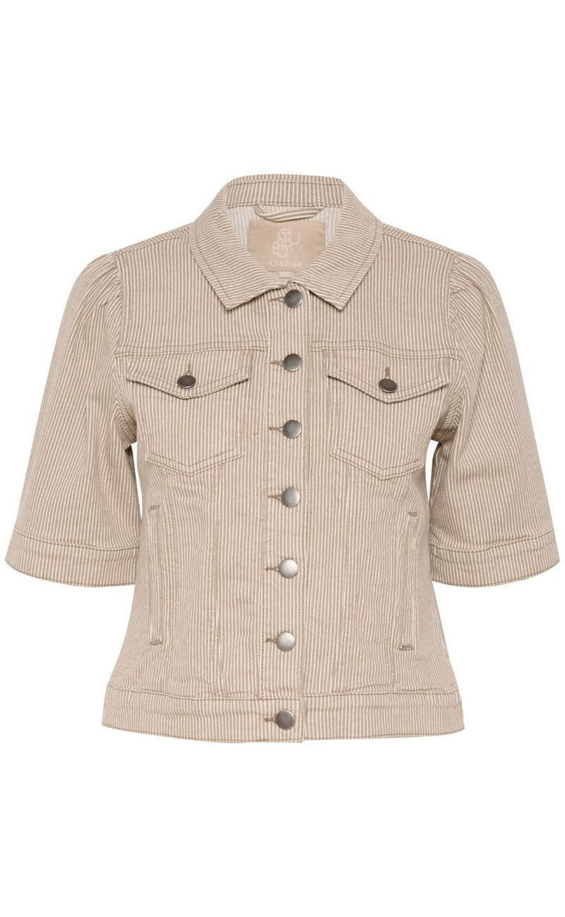 Culture Jakke - Milky - Dune/White Stripe
