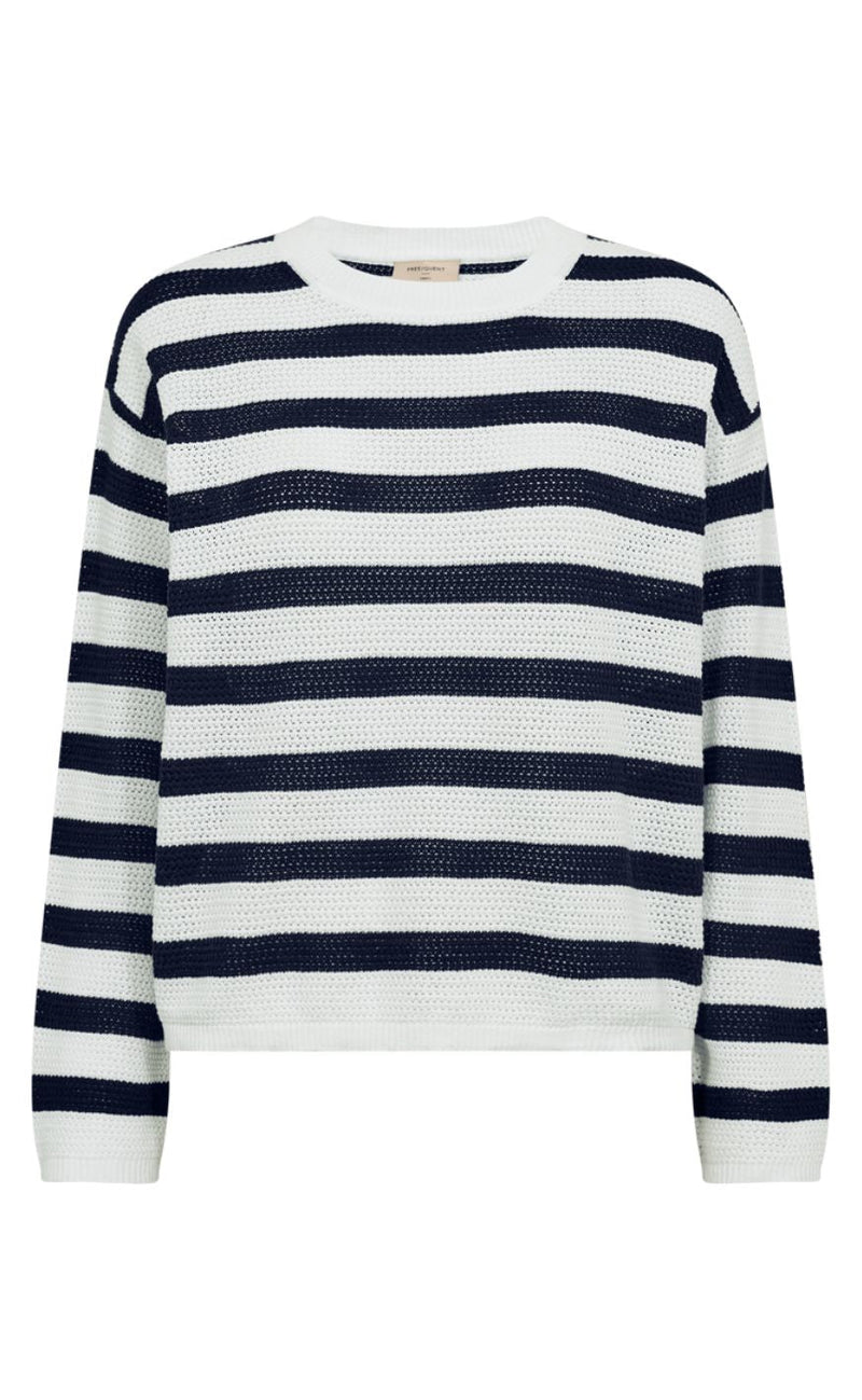 Freequent Genser - Dodo - Star Off-white w. Navy Blazer