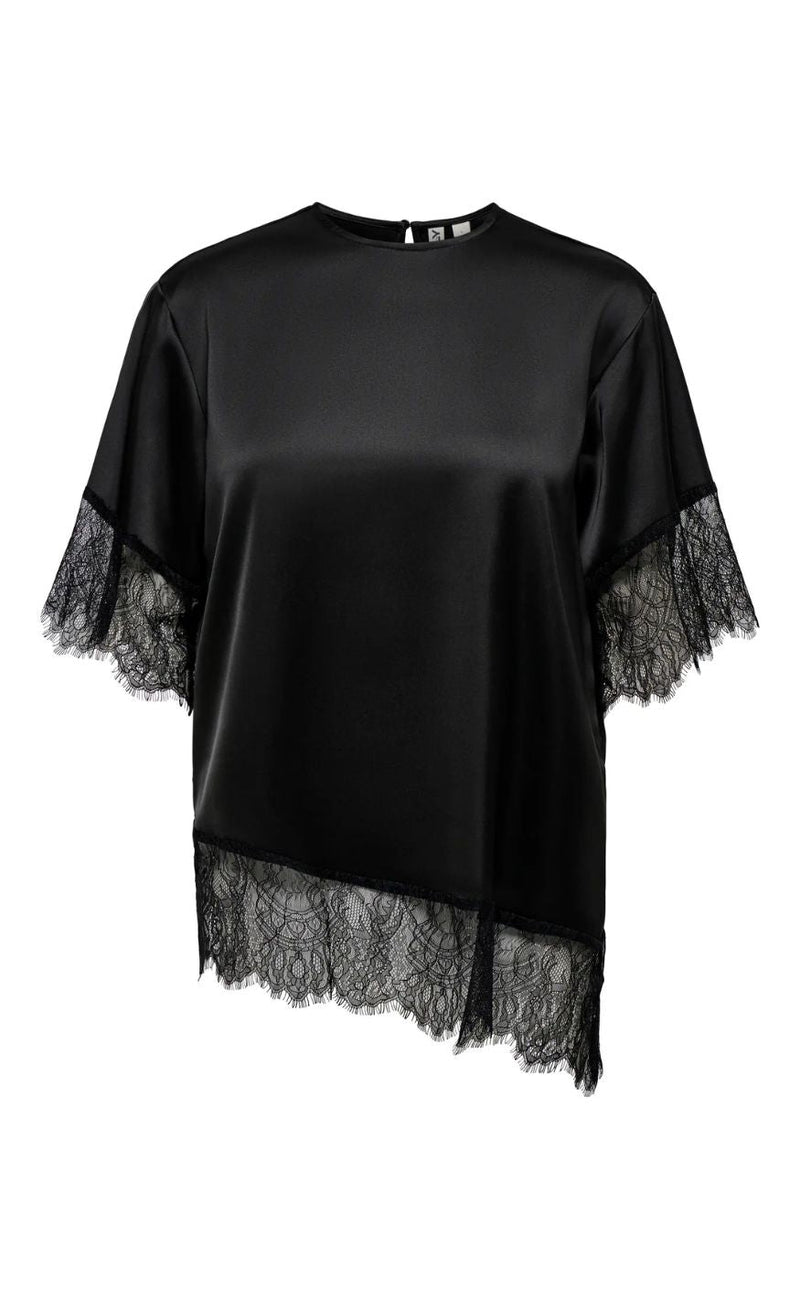 ONLY T-shirt - Indona Satin - Black
