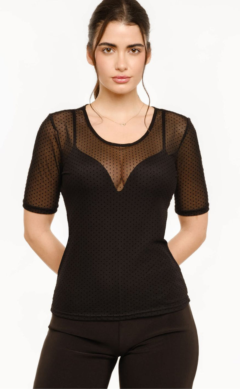 Liberté T-shirt - Mesh Dot - Black