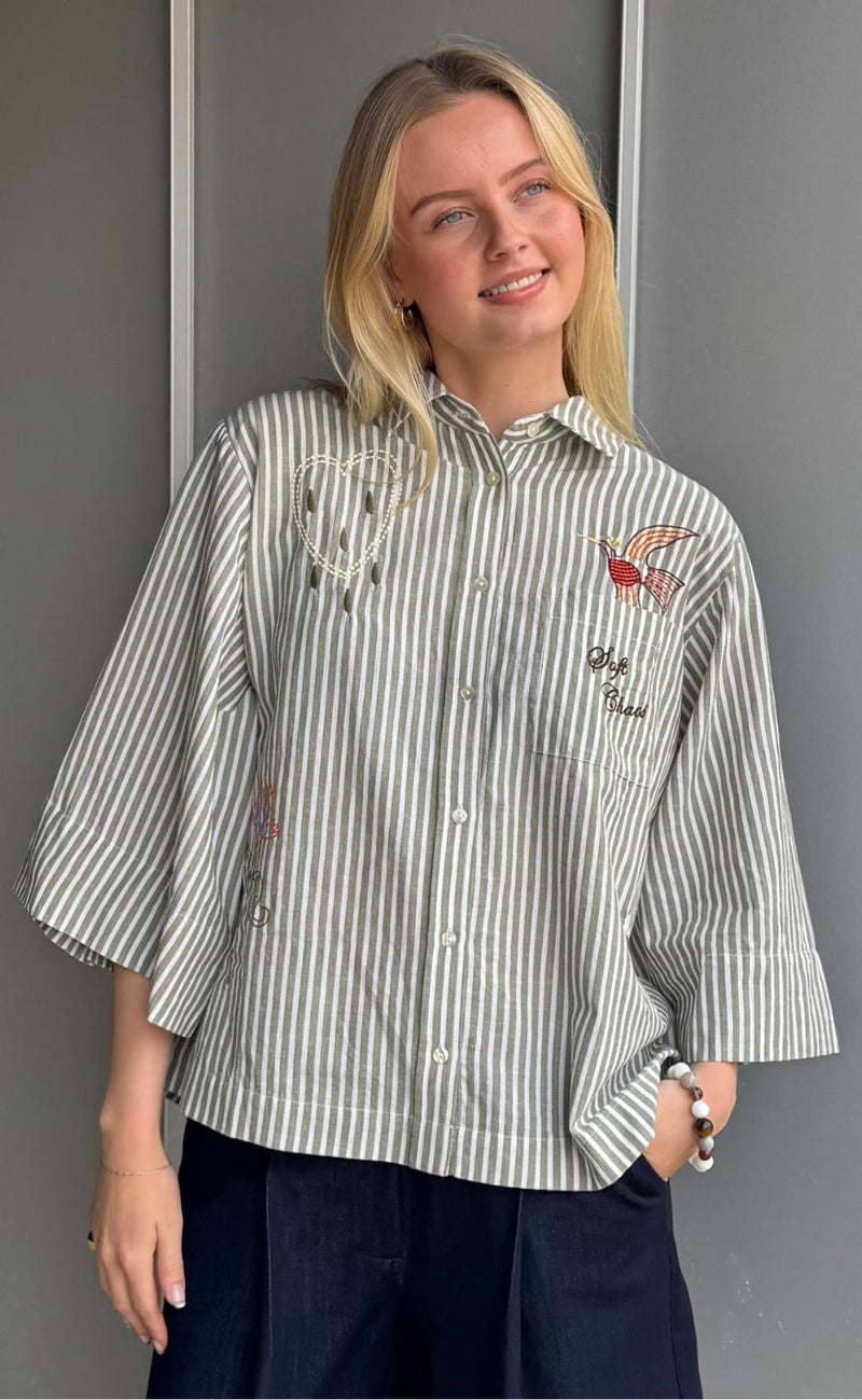 Love & Divine Skjorte - love1562-1 - Khaki Stripes