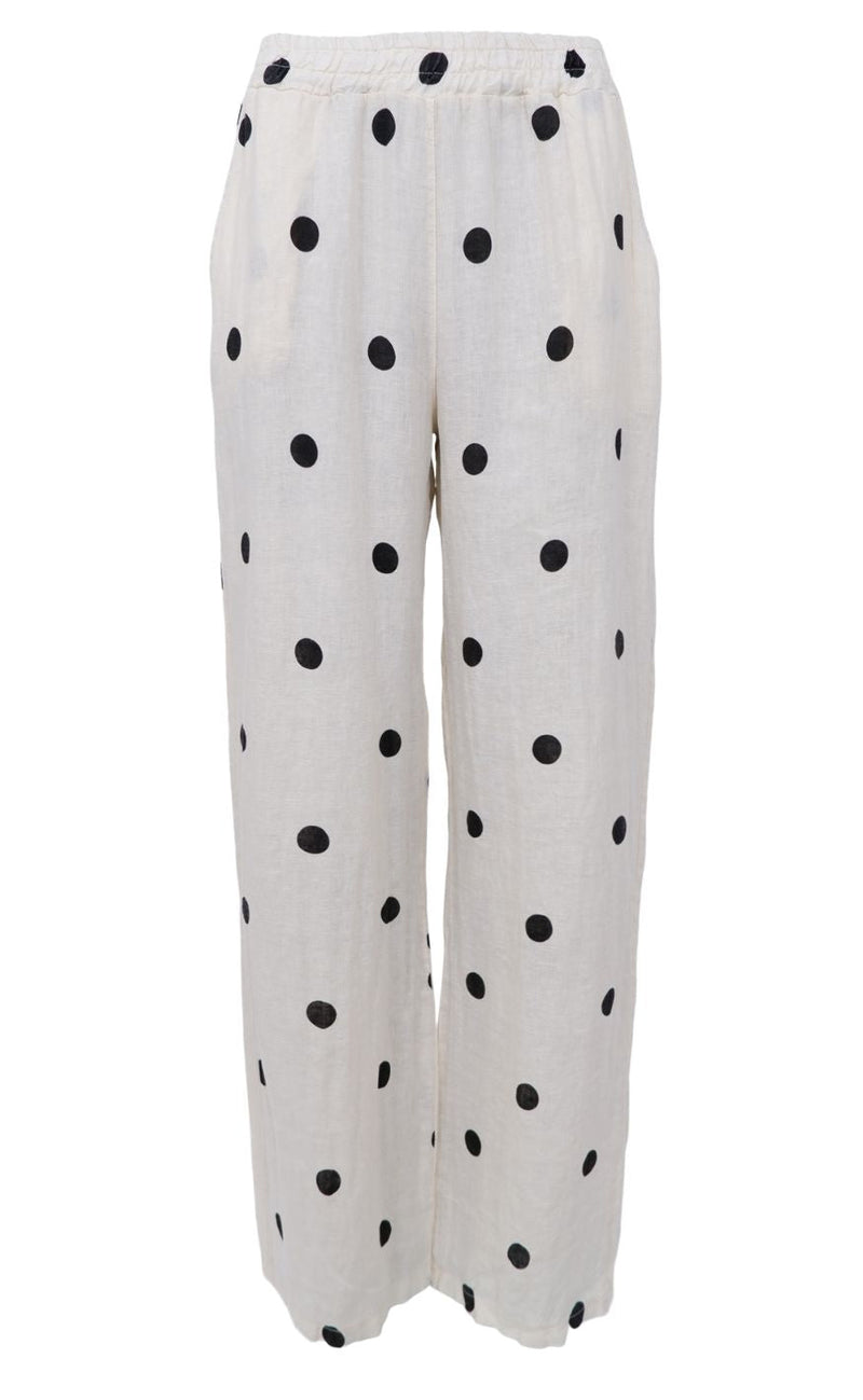Black Colour Bukser - Melina Wide Linen - Dot