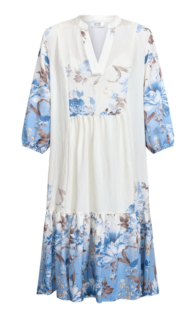 Love & Divine Kjole - Love958-10 - Blue/Brown Flower
