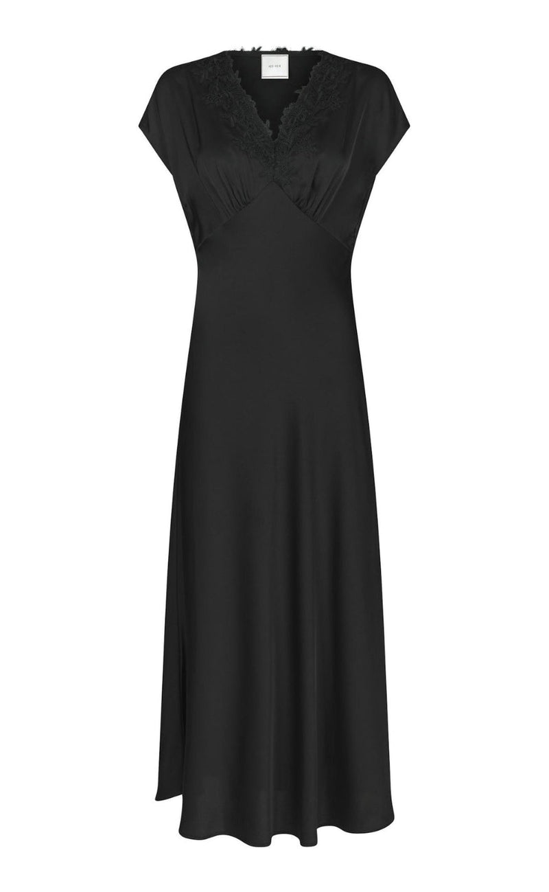 Neo Noir Kjole - Clarita Drapy Sateen - Black
