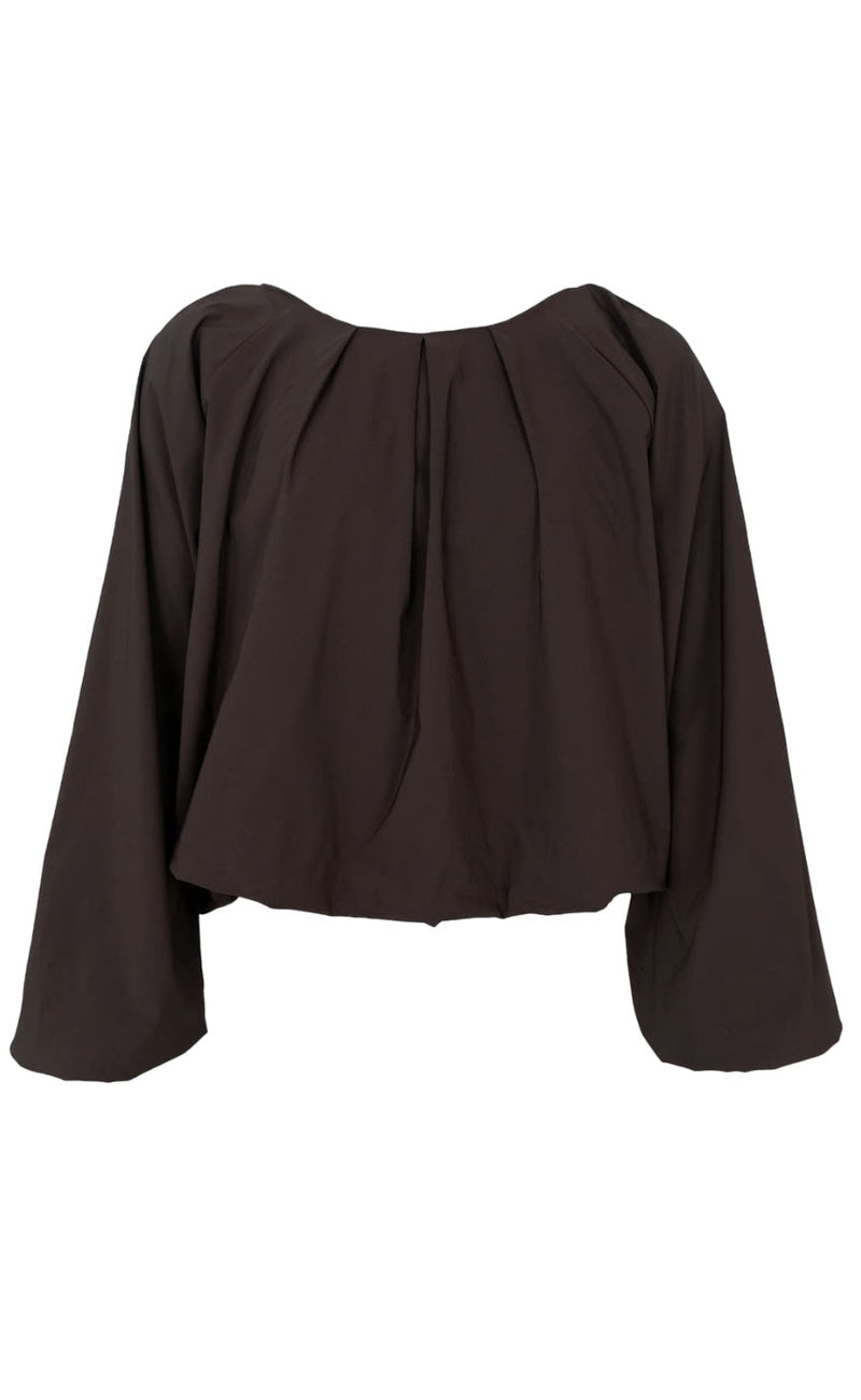 Black Colour Bluse - Davina Balloon - Coffee