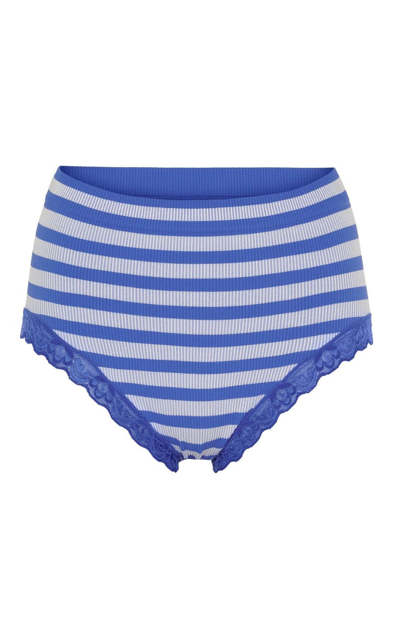 Tim & Simonsen Truse - Isa Stripe Rib Midi Lace - Alaska/Bianco