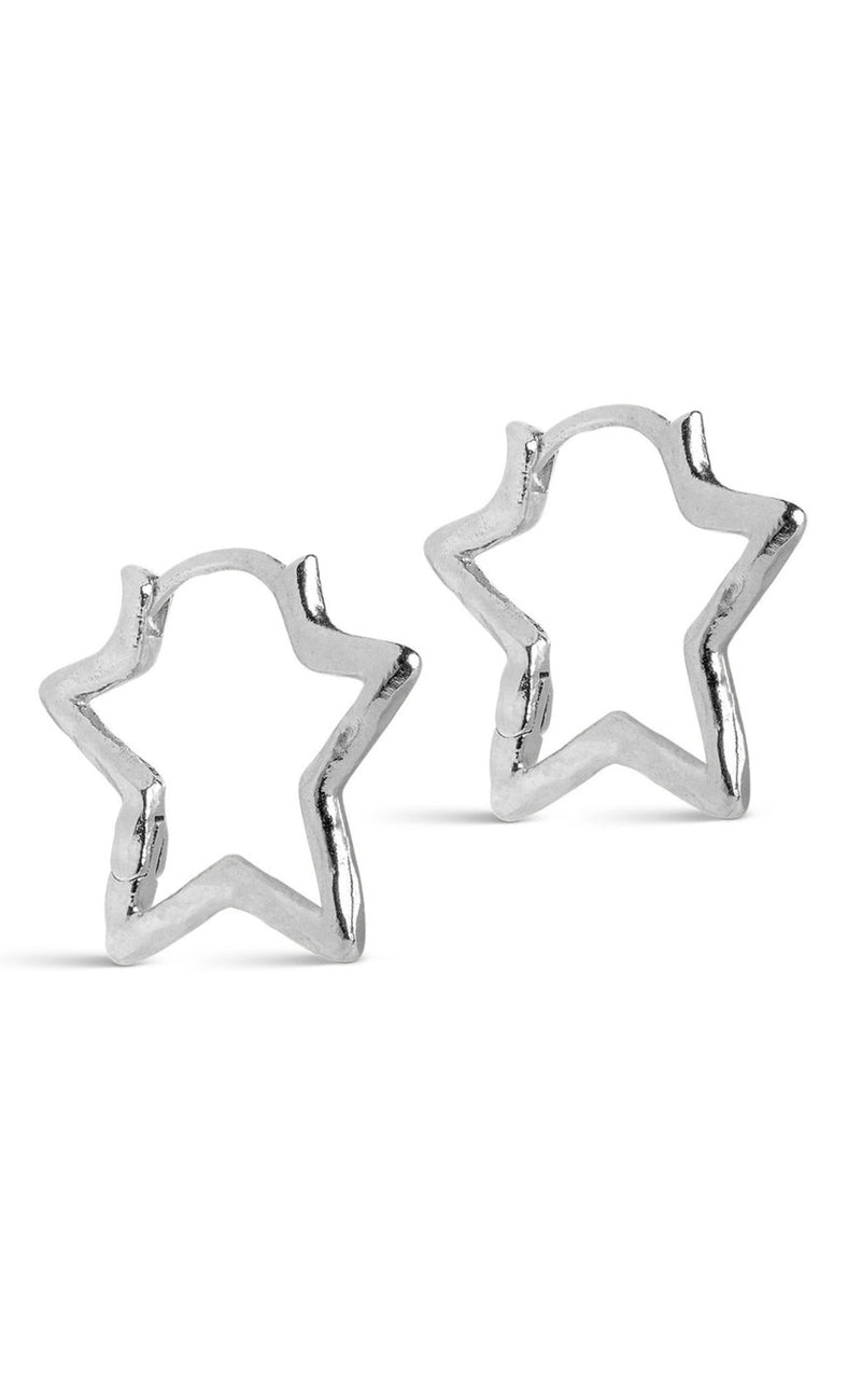 ENAMEL Copenhagen Øreringer - Organic Star Medium Hoops - Silver Colour
