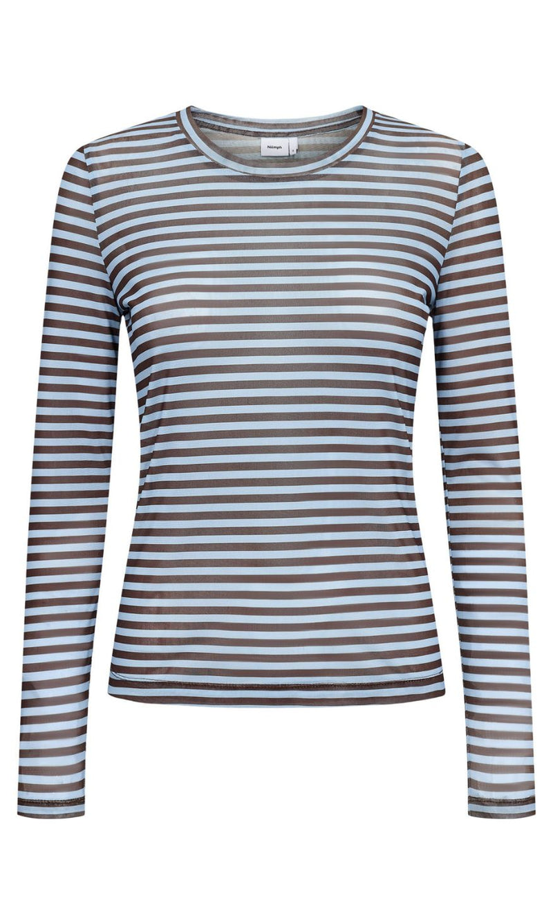 Nümph Bluse - Sine Striped Mesh - Floaty Blue