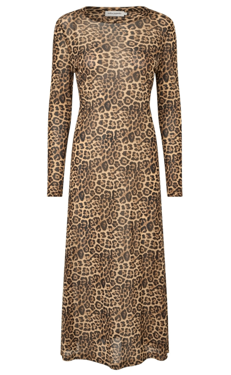 Lollys Laundry Kjole - Logan Maxi LS - Leopard Print